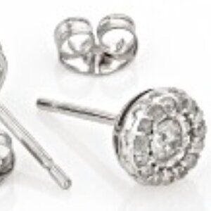 10k solid gold .5ct pair of earrings diamond halo studs white gold